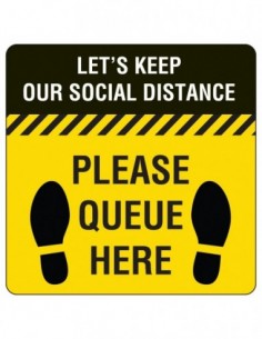 Please Q Here Floor Graphic