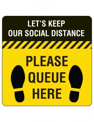 Please Q Here Floor Graphic